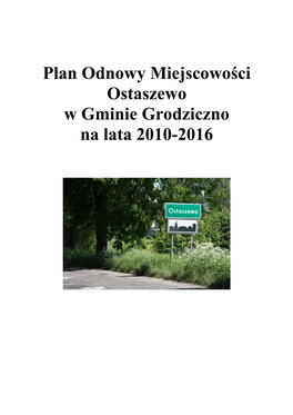 Plan Odnowy Miejscowości Ostaszewo W Gminie Grodziczno