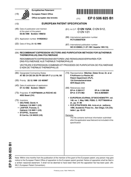 RECOMBINANT EXPRESSION VECTORS and PURIFICATION METHODS for $I(THERMUS THERMOPHILUS) DNA POLYMERASE