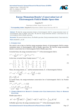 Energy-Momentum Density's Conservation Law Of