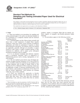 Sampling and Testing Untreated Paper Used for Electrical Insulation1