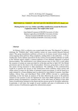 Policy Processes Through the Prism of Mobilizations PROVISIONAL VERSION