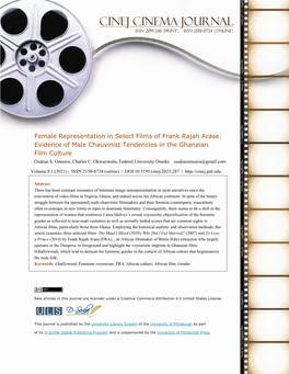 Female Representation in Select Films of Frank Rajah Arase: Evidence of Male Chauvinist Tendencies in the Ghanaian Film Culture Osakue S