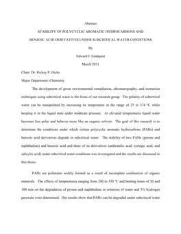 Abstract STABILITY of POLYCYCLIC AROMATIC HYDROCARBONS