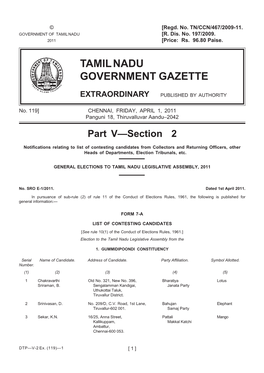 119] 000033 CHENNAI, FRIDAY, APRIL 1, 2011 Panguni 18, Thiruvalluvar Aandu–2042 Part V—Section 2