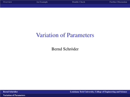 Variation of Parameters