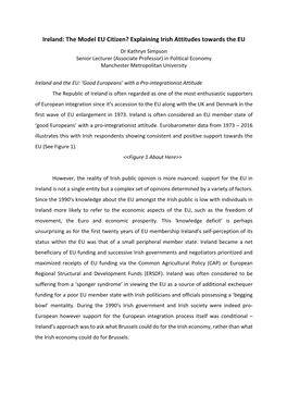 Ireland: the Model EU Citizen? Explaining Irish Attitudes Towards