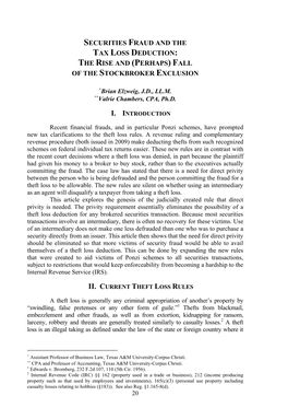 Securities Fraud and the Tax Loss Deduction: the Rise and (Perhaps) Fall of the Stockbroker Exclusion