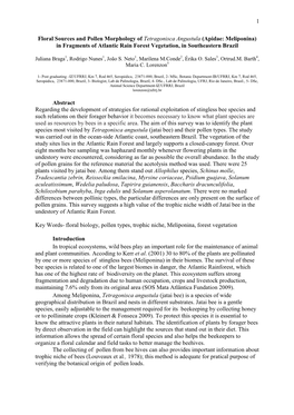 1 Floral Sources and Pollen Morphology of Tetragonisca