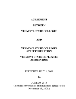 Agreement Between Vermont State Colleges And