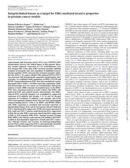 Integrin-Linked Kinase As a Target for ERG-Mediated Invasive Properties in Prostate Cancer Models