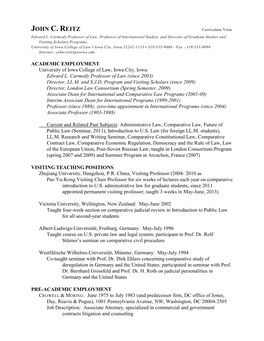 JOHN C. REITZ Curriculum Vitae Edward L