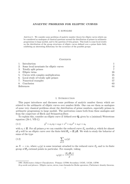 Analytic Problems for Elliptic Curves