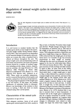 Regulation of Annual Weight Cycles in Reindeer and Other Cervids