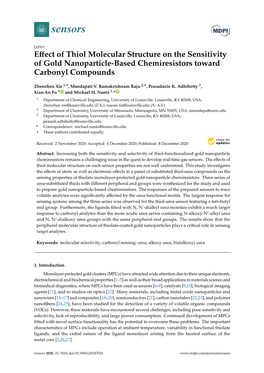 Effect of Thiol Molecular Structure on the Sensitivity of Gold Nanoparticle
