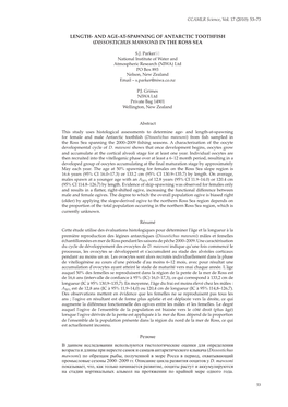 Length- and Age-At-Spawning of Antarctic Toothfish (Dissostichus Mawsoni) in the Ross Sea Резюме В Данном Иссл