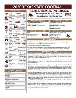 2020 TEXAS STATE FOOTBALL 2020 SCHEDULE GAME 8 / TEXAS STATE Vs