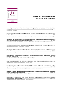 Journal of Official Statistics Vol. 35, 1 (Marzo 2019)