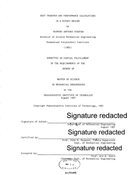 Signature Redacted Signature of Author: Delartrent of Mechanical Engineering August 1987 Signature Redacted Certified By: Prof