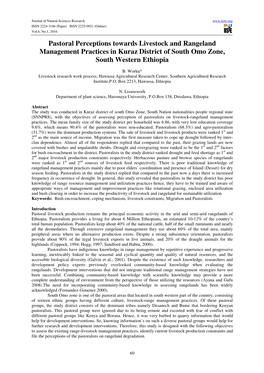 Pastoral Perceptions Towards Livestock and Rangeland Management Practices in Kuraz District of South Omo Zone, South Western Ethiopia