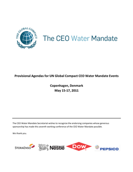 Provisional Agendas for UN Global Compact CEO Water Mandate Events