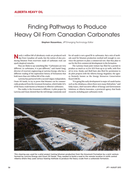 Finding Pathways to Produce Heavy Oil from Canadian Carbonates