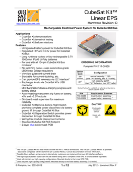 Cubesat Kit Linear EPS Rev