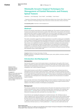 Primary Spinal Tumors Management of Painful Metastatic