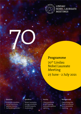 Programme 70Th Lindau Nobel Laureate Meeting 27 June - 2 July 2021