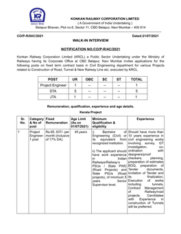 Walk-In-Interview for the Post of Project Engineer