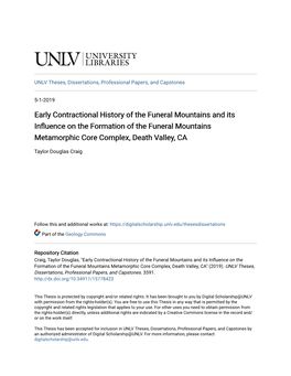 Early Contractional History of the Funeral Mountains and Its Influence on the Ormationf of the Funeral Mountains Metamorphic Core Complex, Death Valley, CA