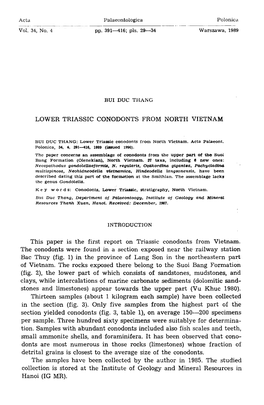 LOWER TRIASSIC CONODONTS from NORTH VIETNAM This