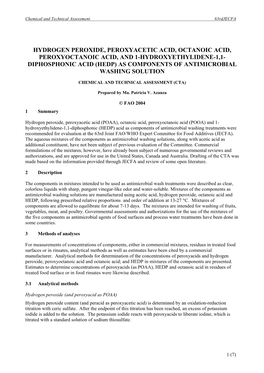 Hydrogen Peroxide, Peroxyacetic Acid, Octanoic