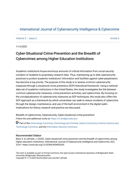 Cyber-Situational Crime Prevention and the Breadth of Cybercrimes Among Higher Education Institutions