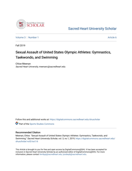 Sexual Assault of United States Olympic Athletes: Gymnastics, Taekwondo, and Swimming