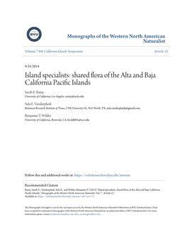 Shared Flora of the Alta and Baja California Pacific Islands