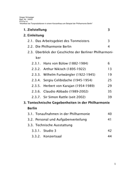 1. Zielstellung 3 2. Einleitung 2.1. Das Arbeitsgebiet Des Tonmeisters 3 2.2