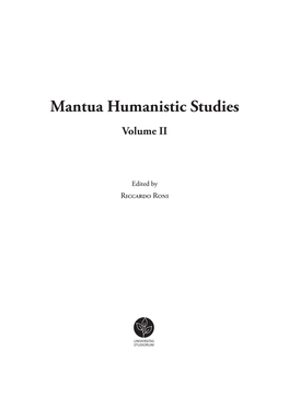 Mantua Humanistic Studies Volume II