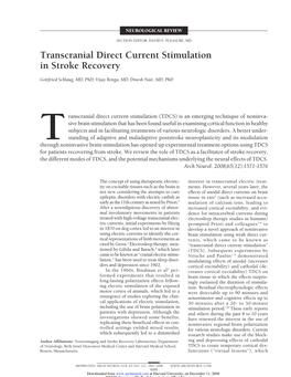 Transcranial Direct Current Stimulation in Stroke Recovery