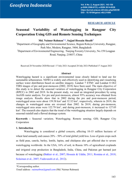 Geosfera Indonesia P -ISSN 2598-9723, E-ISSN 2614-8528 DOI : 10.19184/Geosi.V6i2.21006