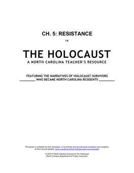 The Holocaust a North Carolina Teacher’S Resource