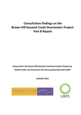 Consultation Findings on the Brown Hill Keswick Creek Stormwater Project: Part B Report