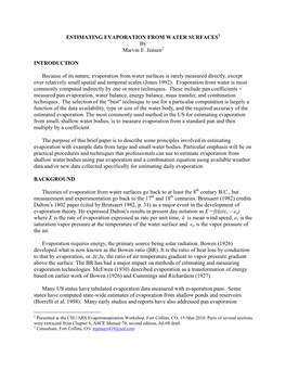 Estimating Evaporation from Water Surfaces