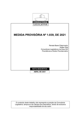 Medida Provisória Nº 1.039, De 2021