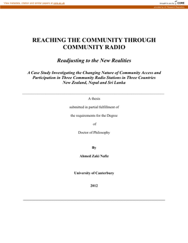 Reaching the Community Through Community Radio