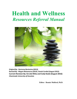 Health and Wellness Resources Manual