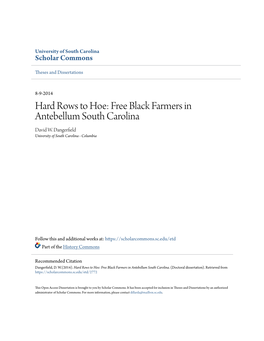 Free Black Farmers in Antebellum South Carolina David W