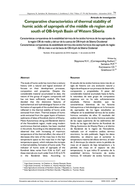 Comparative Characteristics of Thermal Stability of Humic Acids of Sapropels of the Middle Ob Region and South of OB-Irtysh Basin of Wstern Siberia