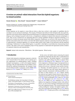 A Review on Animal–Robot Interaction: from Bio-Hybrid Organisms to Mixed Societies