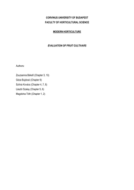 Evaluation of Fruit Cultivars