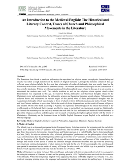 An Introduction to the Medieval English: the Historical and Literary Context, Traces of Church and Philosophical Movements in the Literature